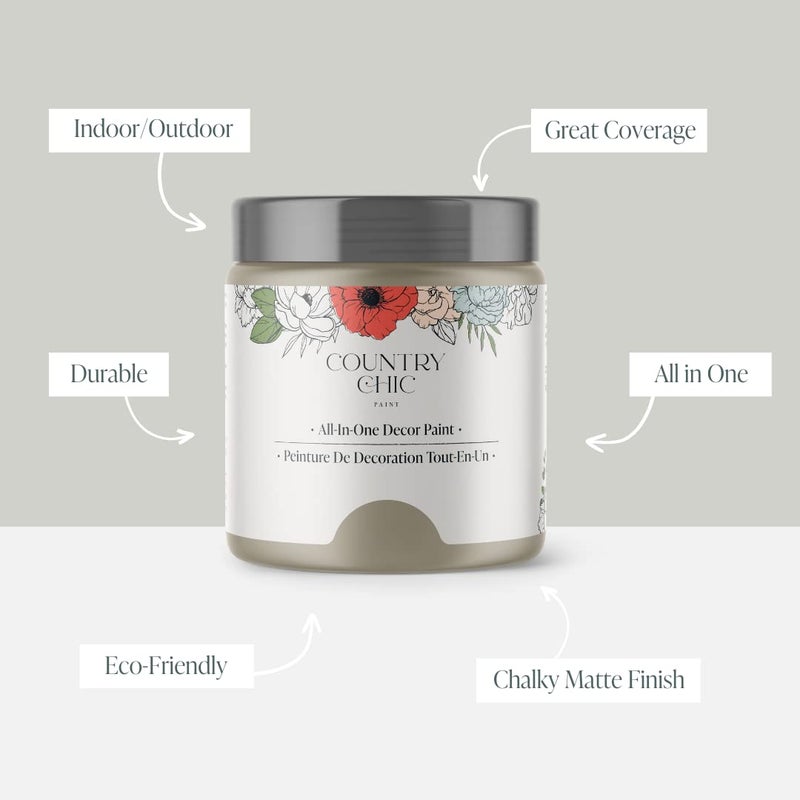 Country Chic Paint طلاء الطباشير الشامل بأسلوب ريفي للأثاث والخزائن وديكور المنزل، صديق للبيئة، لمسة نهائية غير لامعة، مع برايمر وطبقة علوية مدمجة للخشب والمعادن - سوارية (بيج توبي) - 4 أوقية (118 مل) - Image 2